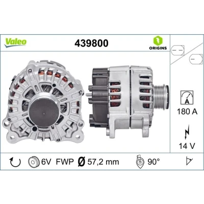 Abbildung von VALEO 439800 Lichtmaschine 14V 180A AUDI: A6 C7 Avant, A4 B8 Q5, PORSCHE: Macan