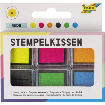 Abbildung von folia 30182 Stempelkissen Set neon, 6 Stempelkissen, in verschiedenen Farben, ideal zum Verzieren von Karten und andere Bastelarbeiten