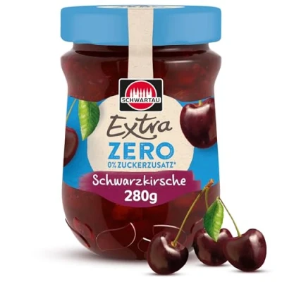Abbildung von Schwartau Extra Zero Schwarzkirsche, Fruchtaufstrich ohne Zuckerzusatz, 15 kcal pro 25g, 280g