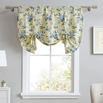 Abbildung von Laura Ashley Volant aus Baumwolle, stilvolle und leichte Fensterbehandlung für Heimdekoration (Cassidy Yellow, 127 x 63,5 cm)