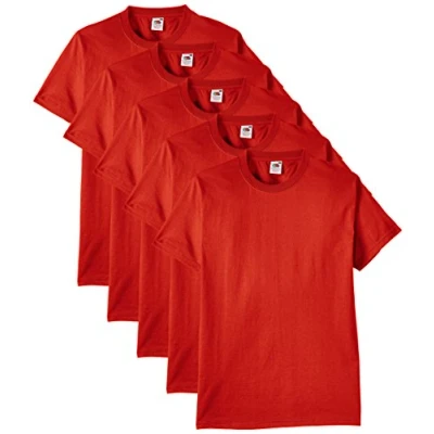 Abbildung von Fruit of the Loom Herren Regular Fit T Shirt Heavy Cotton Tee 5 pack, Rot (Red), XXL