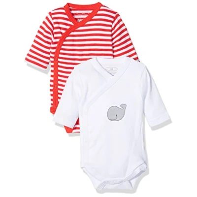Abbildung von Playshoes Unisex Baby Wickel body 1/1 arm 2er Pack Wal 809504, 8 Rot, 62