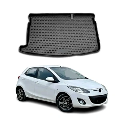 Abbildung von OMAC Kofferraummatte Kofferraumwanne kompatibel mit Mazda 2 2007 2024 Gummi TPE Schwarz