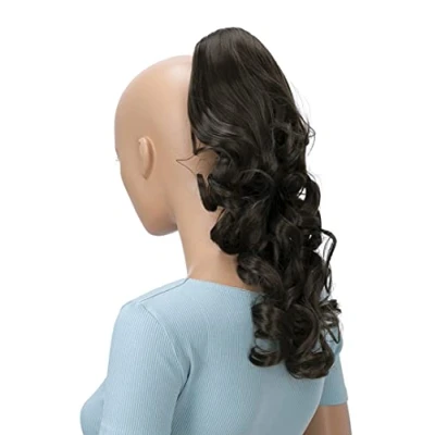 Abbildung von CAISHA 40cm Haarzopf Lily Haarteil mit Butterflyklammer Pferdeschwanz Haarverlängerung Voluminös Gewellt Braun H204