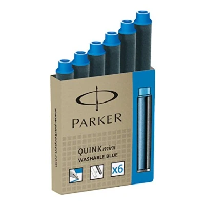 Abbildung von Parker Tintenpatronen für Füller, kurze Patronen, blaue QUINK Tinte, 6 Stück