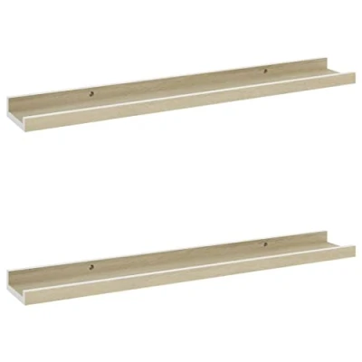Abbildung von vidaXL 2X Wandregal Bücherregal Wandboard Schweberegal Hängeregal Dekoregal Freischwebend Regal Büroregal Wandablage Weiß Sonoma Eiche 60x9x3cm