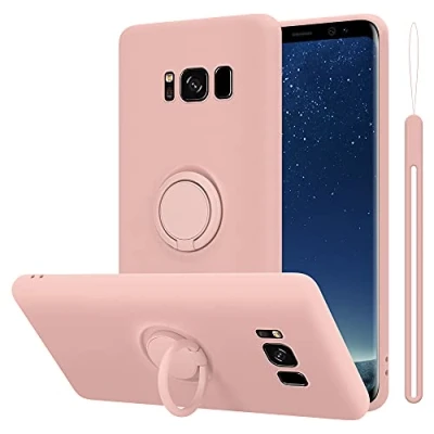 Abbildung von Cadorabo Hülle kompatibel mit Samsung Galaxy S8 Plus Schutzhülle TPU Silikon Case Liquid Design Ring Slim Kratzfest Liquidsilikon Microfaser für in Rosa