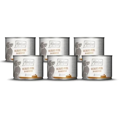 Abbildung von MjAMjAM Premium Nassfutter für Hunde delikates Pferd an gedämpften Kartoffeln, 6er Pack (6 x 200g), getreidefrei mit extra viel Fleisch