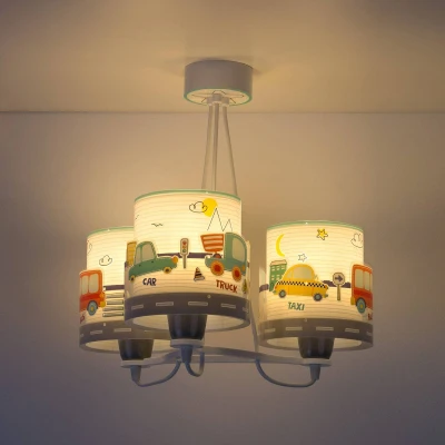 Abbildung von Dalber Lampe kinderzimmer, kinderlampe Pendelleuchte Hängelampe, Deckenleuchte Kinder, Deckenlampe kinderzimmer 3 Lichter Baby Travel Autos und Flugzeuge, Bunt, 61687, E27