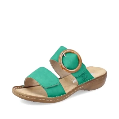 Abbildung von Rieker Pantolette flach, Damen, Größe: 37, Grün Schuhe