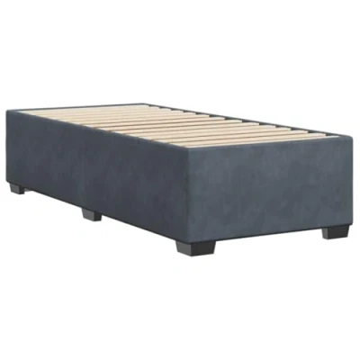 Abbildung von vidaXL Bettgestell, Bettrahmen mit Lattenrost, Einzelbett Polsterbett für Schlafzimmer, Bett Schlafzimmerbett, Dunkelgrau 90x200cm Samt