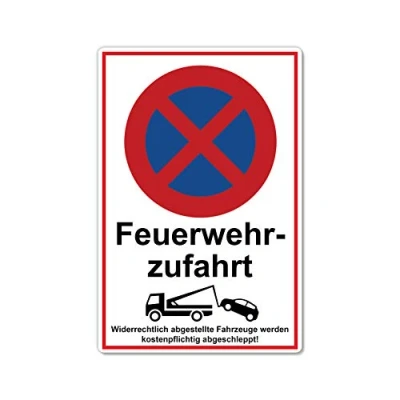 Abbildung von XXL Feuerwehrzufahrt Einfahrt freihalten Schild 30 x 40 cm aus stabiler PVC Hartschaumplatte 5 mm parken verboten mit UV Schutz von STROBO