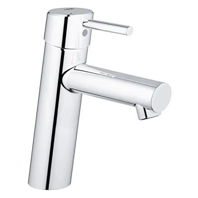 Abbildung von GROHE Concetto Badarmatur Waschtischarmatur (M Size, glatter Körper, mit Temperaturbegrenzer) 23451001, Silber, Chrom