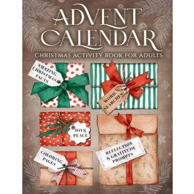 Abbildung von Advent Calendar Christmas Activity Book for Adults: countdown with word search puzzles, coloring, fun and interesting facts, reflection gratitude prompts