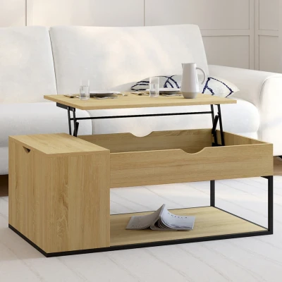Abbildung von IDMarket Couchtisch mit Klappplatte, rechteckig, Detroit Truhe, Industriedesign