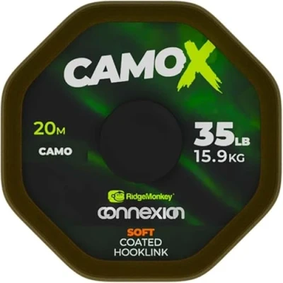 Abbildung von RidgeMonkey Connexion Camo X Soft Coated Hooklink 35lb/15,9kg 20m Karpfen Vorfachmaterial