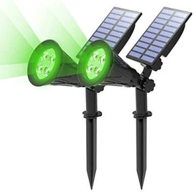 Abbildung von T SUN Gartenstrahler Solar, 2 Stück 4 LED Garten Solarlampe Solarleuchten, Helle Licht, Beleuchtungsmodi, Sicherheitsbeleuchtung,Großes Außenlicht für Rasen, Wege, Auffahrt, Terrasse (Grün)