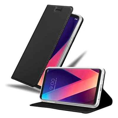 Abbildung von Cadorabo Hülle kompatibel mit LG V30 / V30+ V30S V30S+ aus Kunst Leder Flip Klappbare Magnetische [Standfunktion] [Kartenfächern] Cover für Tasche in Schwarz