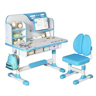 Abbildung von Tuelaly Höhenverstellbar Kinder Schreibtisch, mit geräumiger Schublade, Goldener Abstand zur Verhinderung von Kurzsichtigkeit, Design für Schule, Zuhause, Arbeitszimmer (blau)