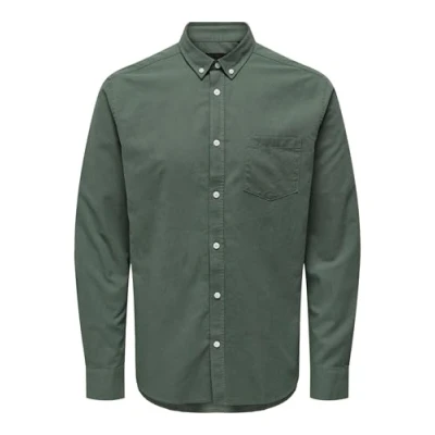Abbildung von Only &amp; Sons Onsalvaro SLIM Oxford Hemd, Herren, Größe: Large, Duck green