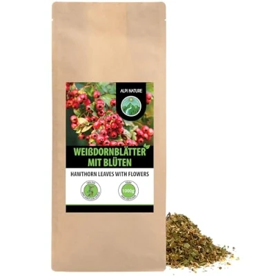 Abbildung von Weissdorn Tee (1kg), Blätter mit Blüten, geschnitten, schonend getrocknet, Heckendorn 100% rein und naturbelassen zur Zubereitung von Tee, Kräutertee, Weissdorntee
