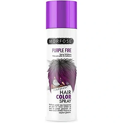 Abbildung von Morfose Temporary Hair Color Spray, 150ml Trendige und lebendige Farben mit bis zu 24 Stunden Halt, einfach durch Waschen entfernen. (Purple Fire, 150 ml (1er Pack))