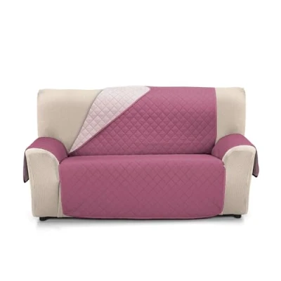 Abbildung von Martina Home Gesteppter Sofabezug, wendbar, Bernstein, 2 Sitzer, Aubergine, Lachs