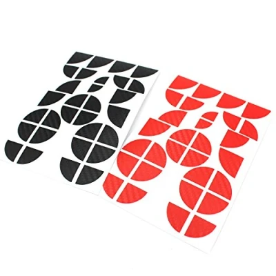 Abbildung von Finest Folia 4D Carbonfolie Emblem Ecken Aufkleber (K004 Schwarz Rot)