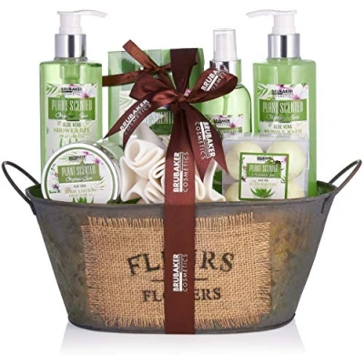 Abbildung von BRUBAKER Hautreinigungs Set Dusch und Badeset mit Aloe Vera Duft, 11 tlg., Frauen Geschenk in Vintage Wanne, Pflegeset, Beauty Geschenkset für Damen