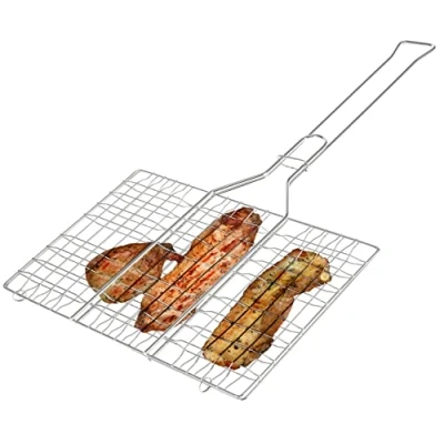 Abbildung von bremermann Grillguthalter Grillgutwender rechteckig // Edelstahl mit langem Griff