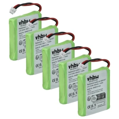 Abbildung von vhbw 5X Akku kompatibel mit Telekom Sinus A201 schnurlos Festnetz Telefon (600 mAh, 2,4 V, NiMH)