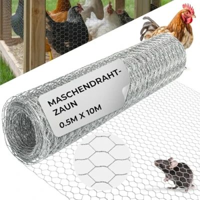 Abbildung von STREND PRO Maschendrahtzaun Verzinkt 0,5m x 10m 0,7 mm, 16mm HEX Kaninchendraht, Hasendraht, Volierendraht für Garten &amp; Tierhaltung Hasengitter, Hühnerzaun, Gartenzaun