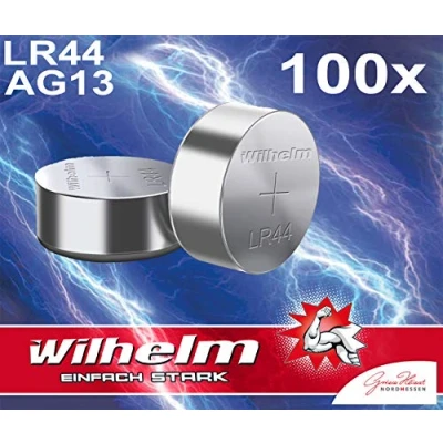 Abbildung von 100 x Wilhelm AG13 / V13GA Knopfzelle LR44 165mAh 1,5V Alkaline 357 LR1159 Bulk
