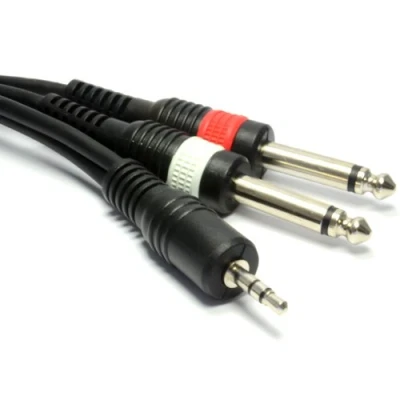 Abbildung von kenable Pulse Abgeschirmtes 3,5 mm Stereo Klinkenstecker Zum 2 x 6,35 Mono Kabel 3 m [3 Meter/3m]