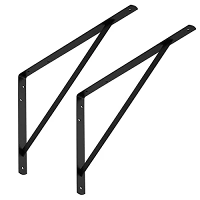 Abbildung von SOTECH 2er Set Regalkonsolen (500 x 325 30 mm, schwarz, pulverbeschichtet), Wandkonsole mit Querstrebe zur Stabilisierung