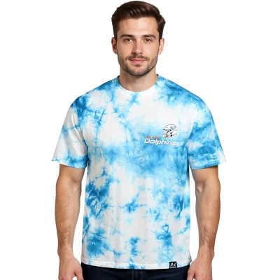 Abbildung von Recovered Miami Dolphins NFL Tie Dye Relaxed Oversized T Shirt Blue White M