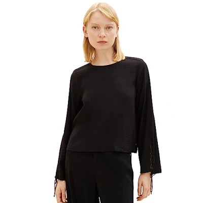 Abbildung von TOM Tailor Denim MIT SCHNÜRUNG Bluse, Damen, Größe: Large, Deep black