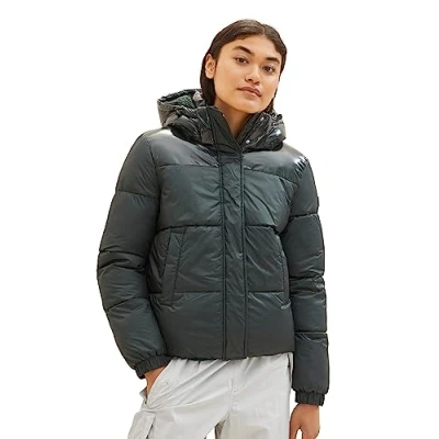 Abbildung von TOM Tailor Denim Puffer MIT Abnehmbarer Kapuze Winterjacke, Damen, Größe: Large, Huntsman green