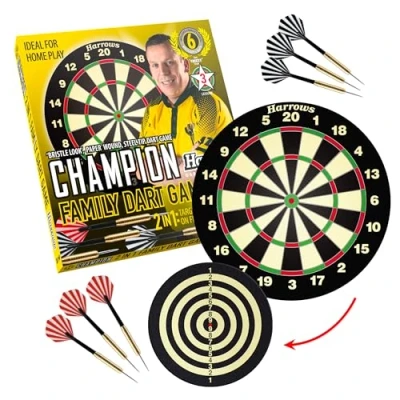 Abbildung von Harrows Darts World Champion Family Dart Game, Dartboard, Schwarz, Grün, Rot, Gelb, Borste, 45,7 cm (18 Zoll), 6 Stück(e)