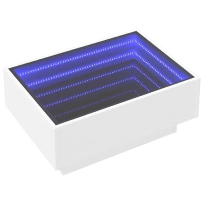 Abbildung von vidaXL LED Couchtisch, Beistelltisch mit Infinity Spiegel, Kaffeetisch Sofatisch für Wohnzimmer, Wohnzimmertisch, Weiß Holzwerkstoff