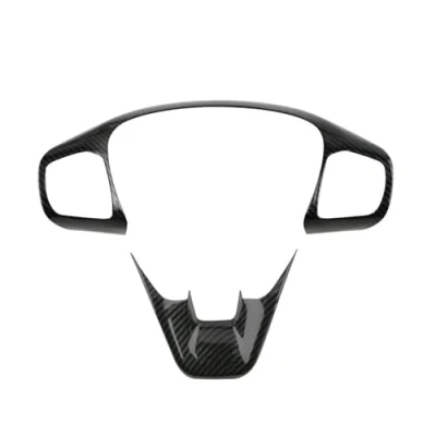 Abbildung von Innenraum Auto Zubehör Für Ford Fiesta ST MK8 2017 2018 2019 2020 2021 2022 Lenkrad Taste Panel Abdeckung Trim Aufkleber Innen Zubehör(Schwarz)
