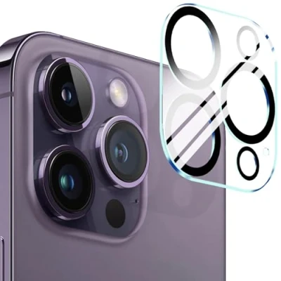 Abbildung von mtb more energy® Kamera Schutz Glas kompatibel mit iPhone 15 Pro, Pro Max Volle Abdeckung Anti Lichtbruch Ringe Schutzglas Glasfolie Rückseiten Cam Linse