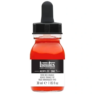 Abbildung von Liquitex 4260620 flüssige Professional Acrylfarben Ink, Tusche, 30 ml, hochpigmentierte Airbrushfarbe, rotorange leuchtend
