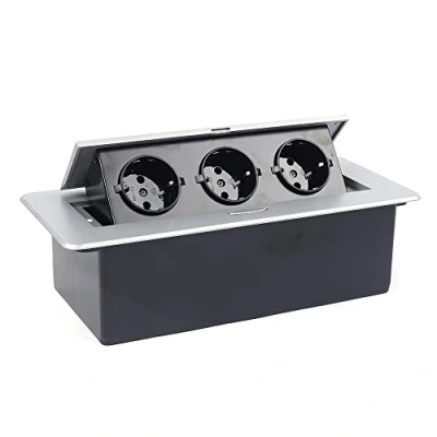 Abbildung von Begoniape Versenkbare Steckdosenleiste für J29L Tischsteckdose Stecker, Schreibtisch Versteckt Steckdose Platzsparend Mehrfachsteckdose Aluminiumlegierung Schwarz