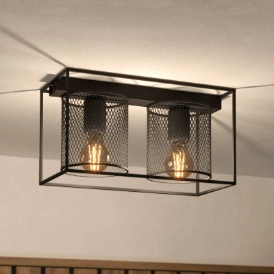 Abbildung von Eglo 43772 Deckenleuchte CATTERICK Stahl schwarz E27 2X40W L:35cm B:16.5cm H:19cm dimmbar