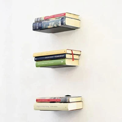 Abbildung von MILUKA 3er Set Wandregal Schwarz 15 cm Bücherregal Wand Bücher Regal Hängend Floating Bookshelf Büro Deko Unsichtbares kleines