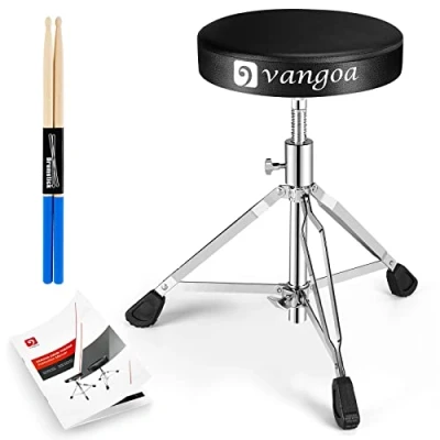 Abbildung von vangoa Schlagzeughocker, Dick Gepolstert Tragbar Schlagzeug Thron Einstellbar Drum Throne Stool
