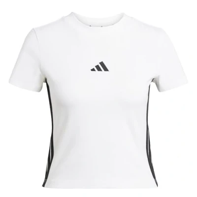 Abbildung von adidas Damen Essentials 3 Stripes Slim Baby T Shirt, White/Black, XL