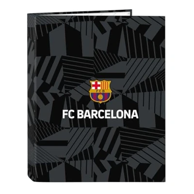 Abbildung von Safta F.C. Barcelona Black Ordner mit 4 Ringen, ideal für Kinder verschiedener Altersgruppen, bequem und vielseitig, Qualität Widerstandsfähigkeit, 26,5 x 33 cm, Schwarz
