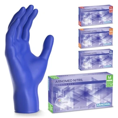 Abbildung von 500 Stück ARNOMED Einweghandschuhe Dunkelblau, Einmalhandschuhe M, Nitril Handschuhe Einweg, Nitrilhandschuhe puderfrei, Gummihandschuhe Schutzhandschuhe, in S, L, XL